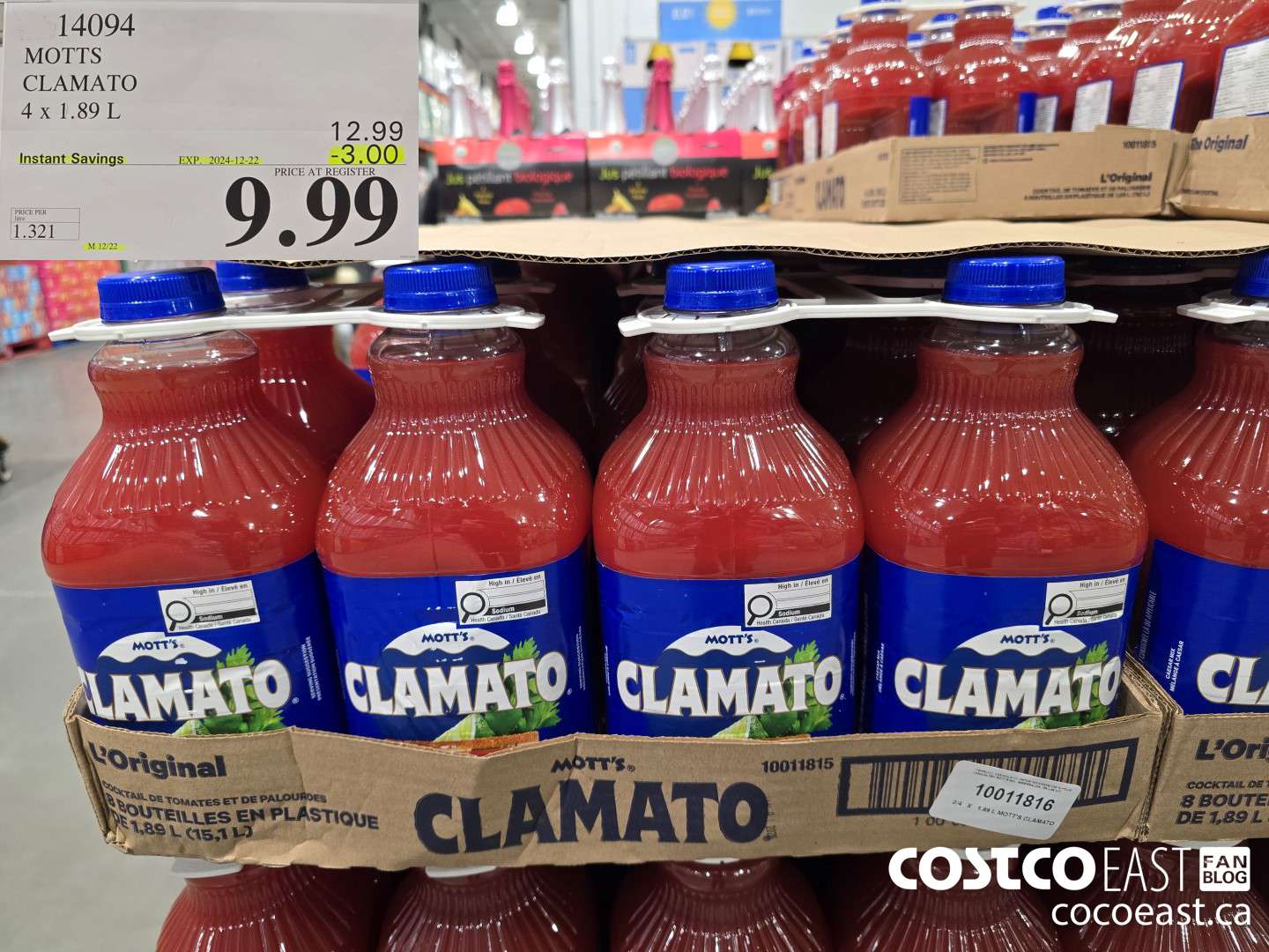 14094 MOTTS CLAMATO 4 x 1.89L ($3.00 INSTANT SAVINGS EXPIRES ON 2024-12-22) $10.49