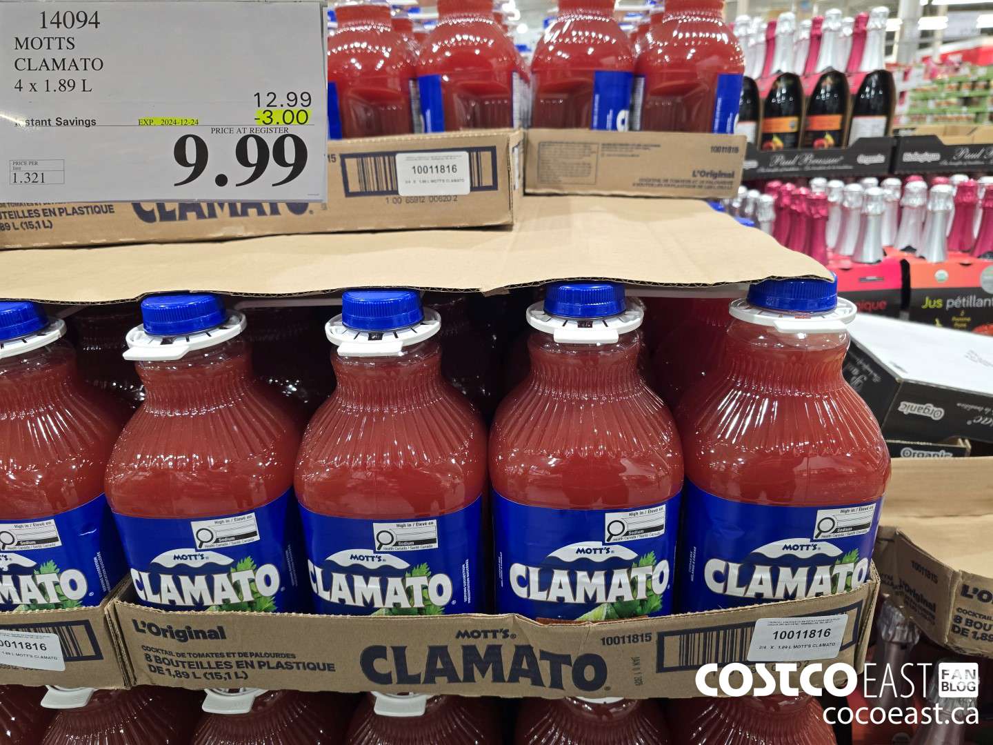 14094 MOTTS CLAMATO 4 x 1.89L ($3.00 INSTANT SAVINGS EXPIRES ON 2024-12-24) $9.99