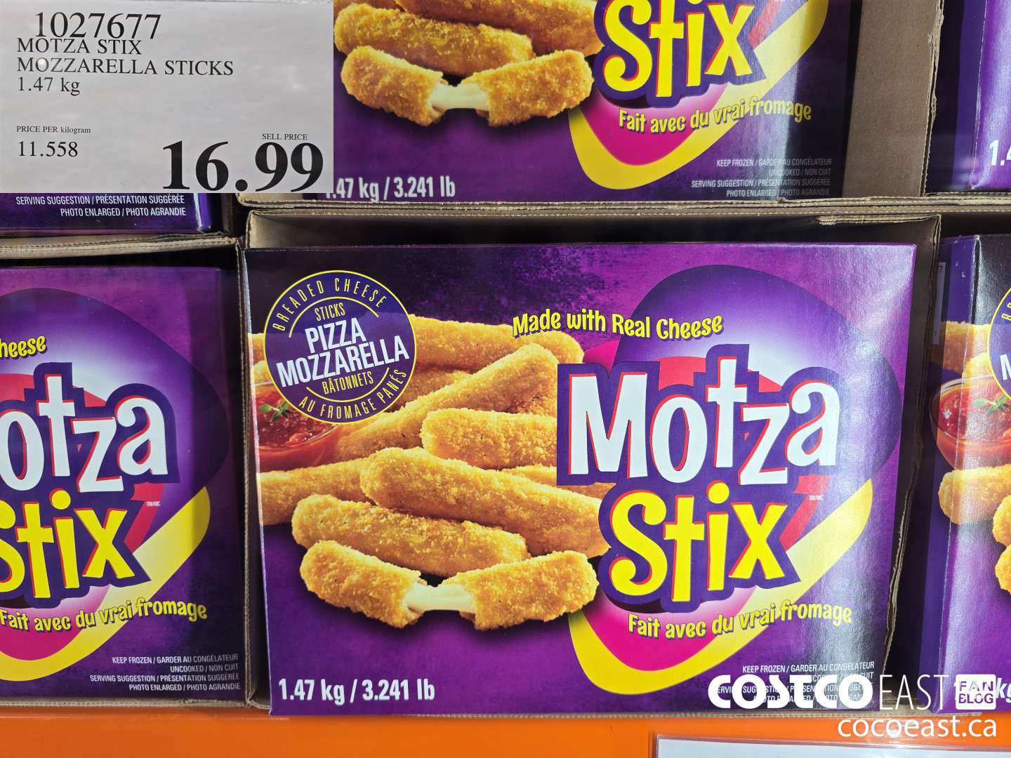 1027677 MOTZA STIX MOZZARELLA STICKS 1.47 KG  $16.99