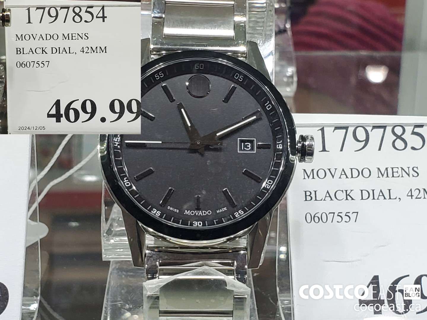 1797854 MOVADO MENS BLACK DIAL, 42MM  $469.99