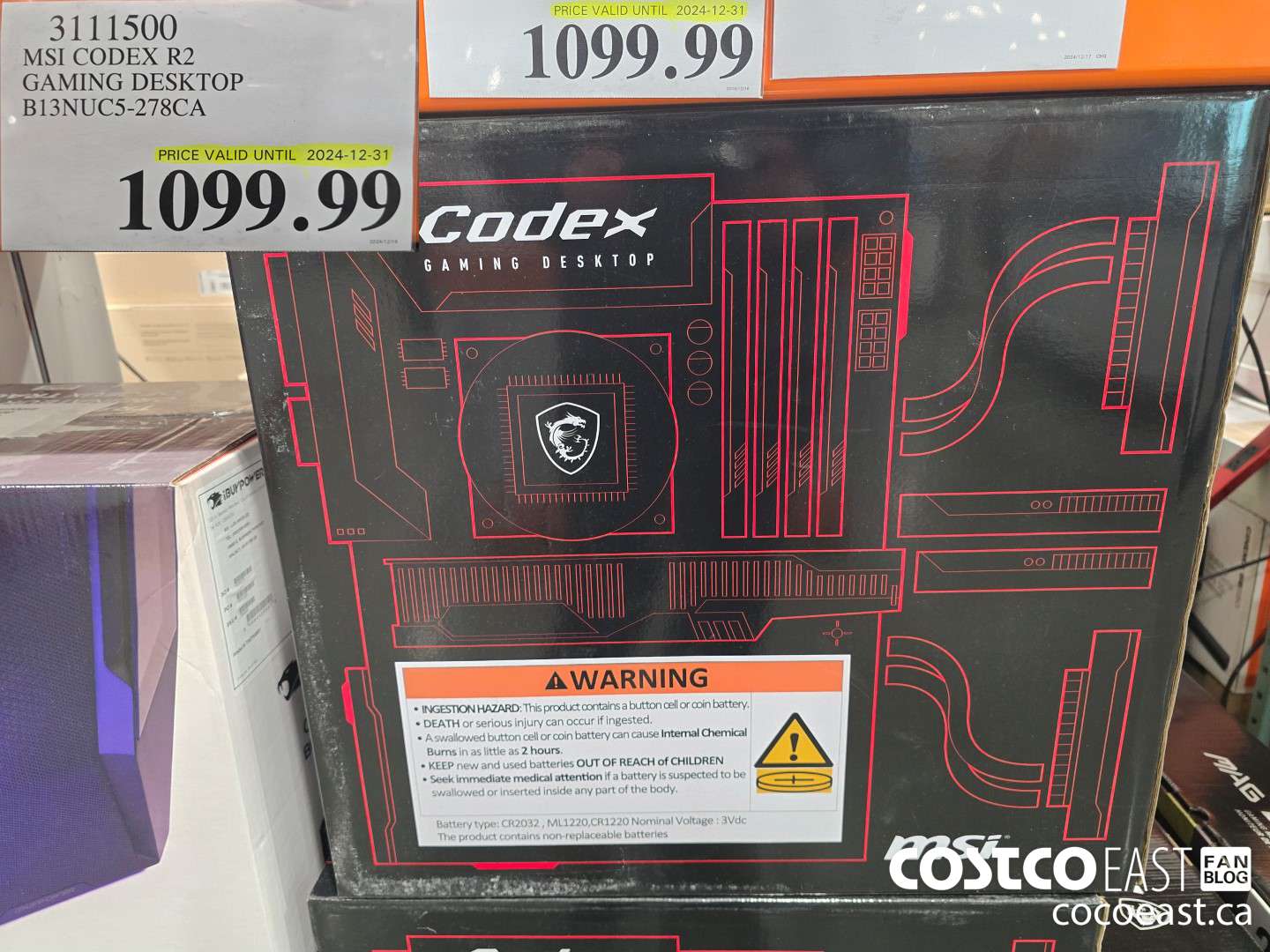 3111500 MSI CODEX R2 GAMING DESKTOP BI3NUC5-278CA $1099.99