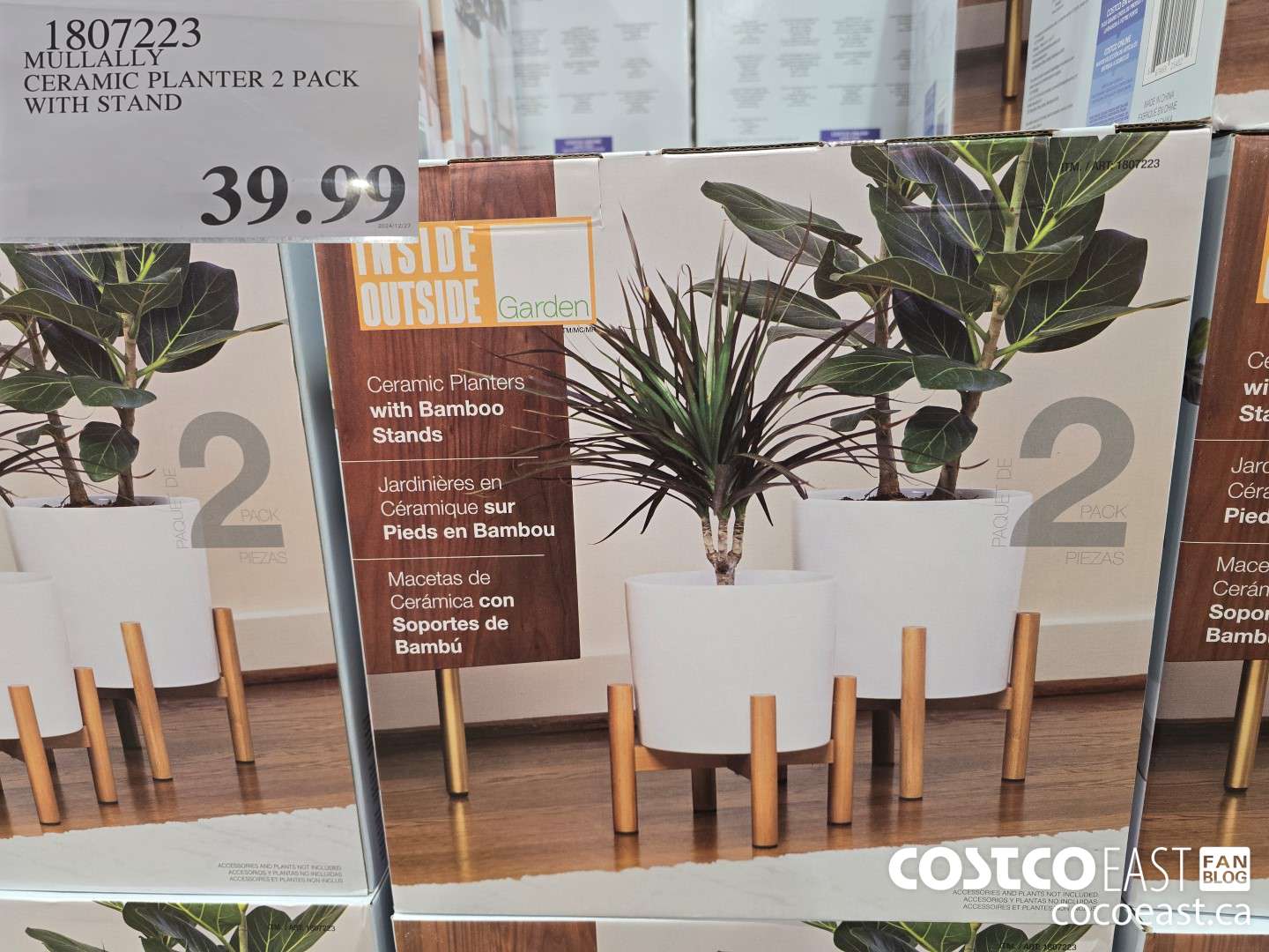 1807223 MULLALLY CERAMIC PLANTER 2 PACK WITH STAND $39.99