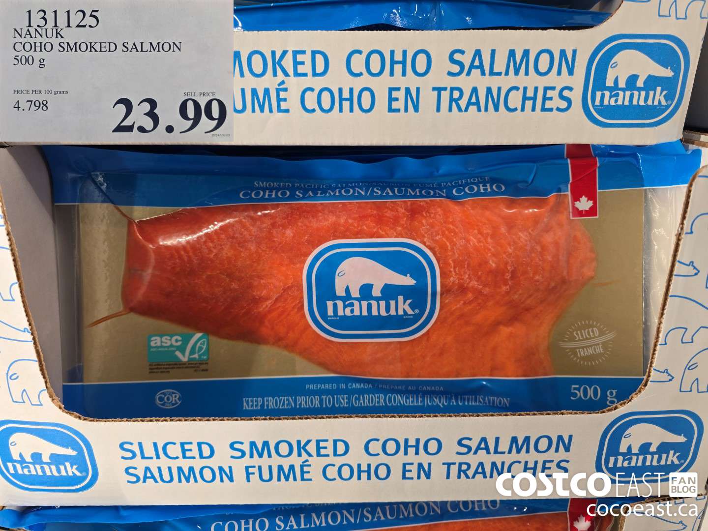 131125 NANUK COHO SMOKED SALMON 500 G $23.99