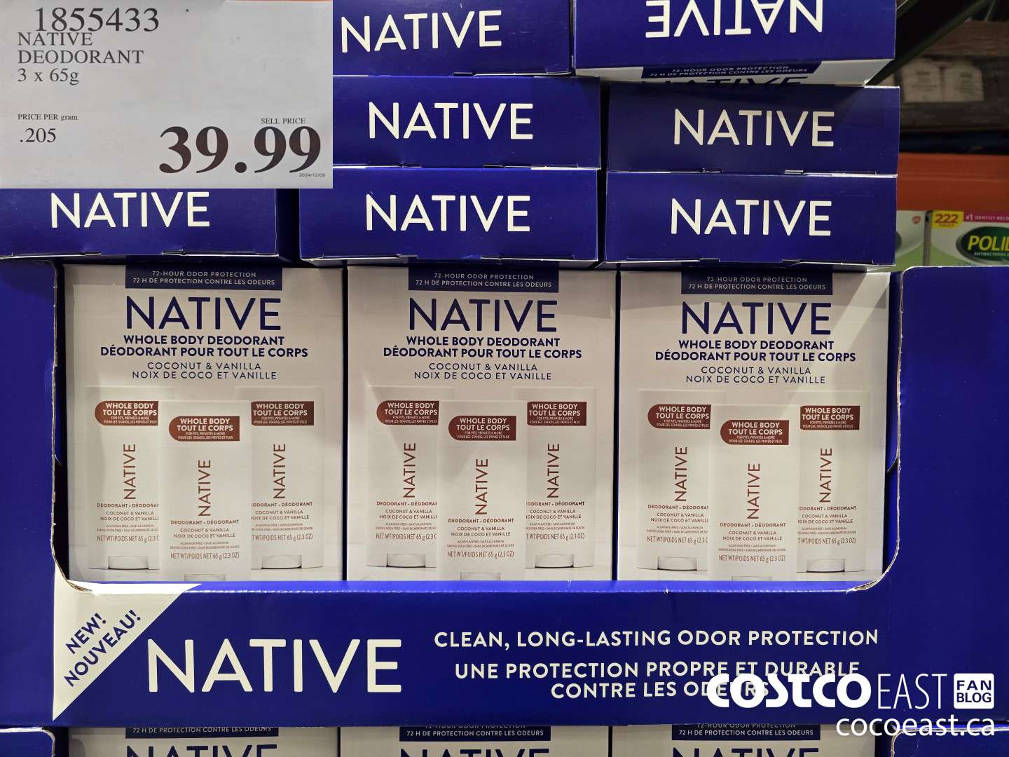 1855433 NATIVE DEODORANT 3 X 65 G $39.99