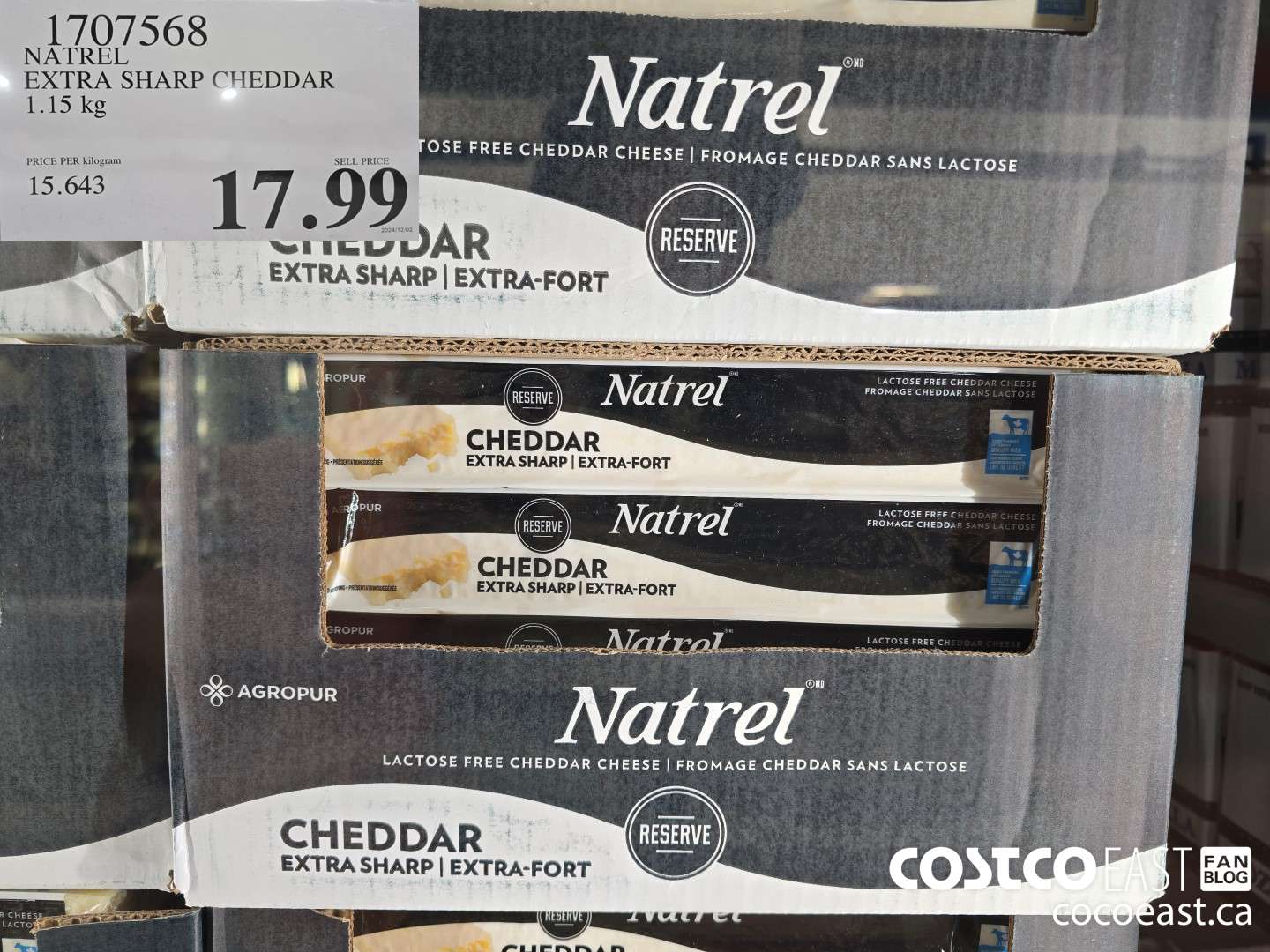 1707568 NATREL EXTRA SHARP CHEDDAR 1.15 kg $17.99