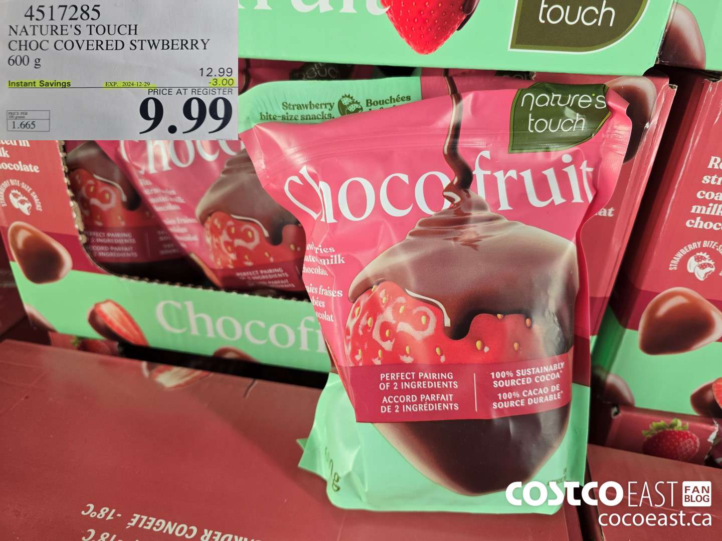 4517285 NATURE'S TOUCH CHOC COVERED STWBERRY 600 g ($3.00 INSTANT SAVINGS EXPIRES ON 2024-12-29) $9.99