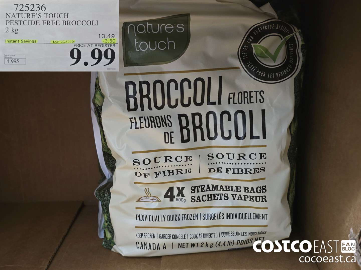 725236 NATURE'S TOUCH PESTICIDE FREE BROCCOLI 2KG ($3.50 INSTANT SAVINGS EXPIRES ON 2025-01-26) $9.99