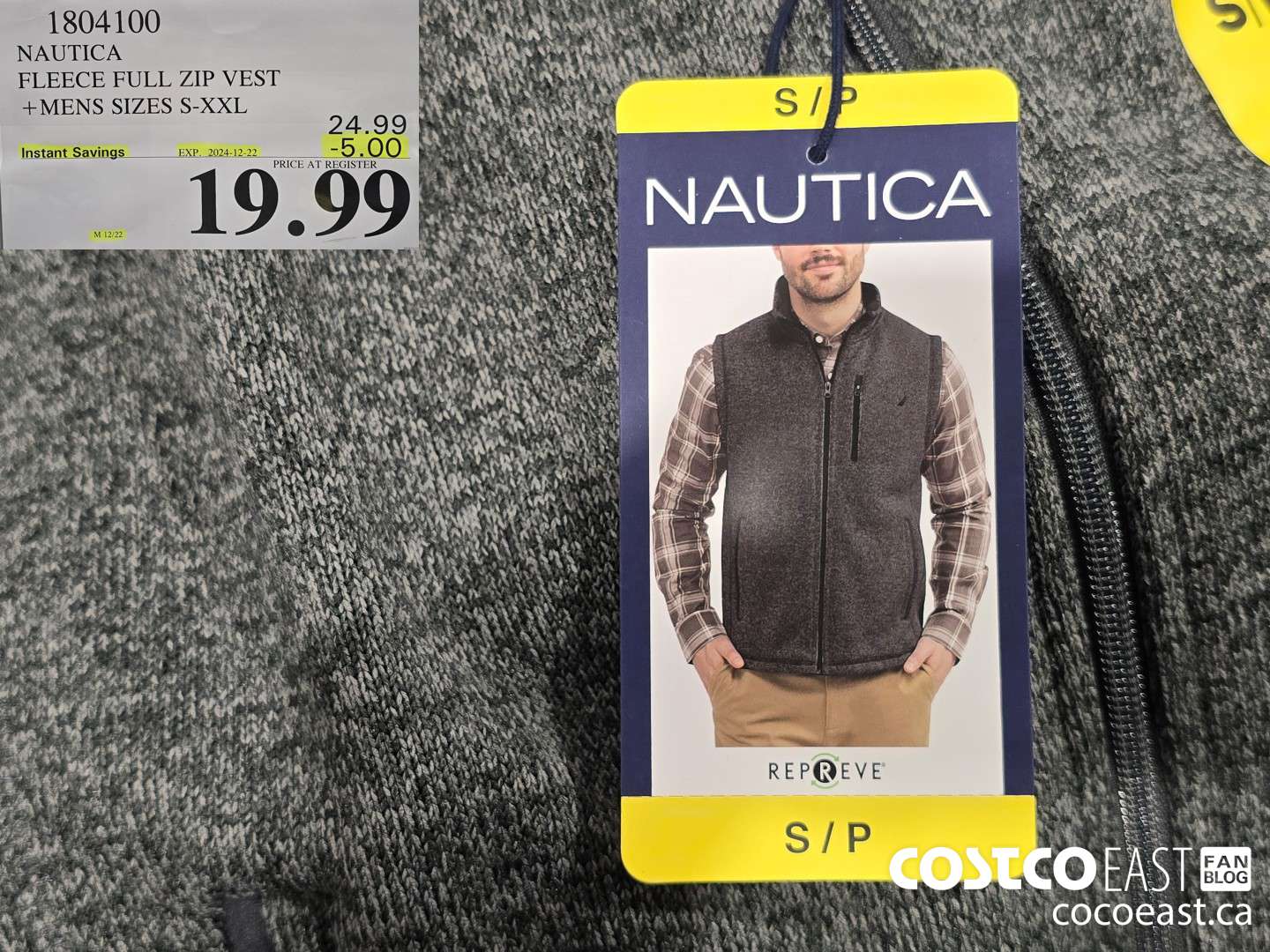 1804100 NAUTICA FLEECE FULL ZIP VEST +MENS SIZES S-XXL ($5.00 INSTANT SAVINGS EXPIRES ON 2024-12-22) $19.99