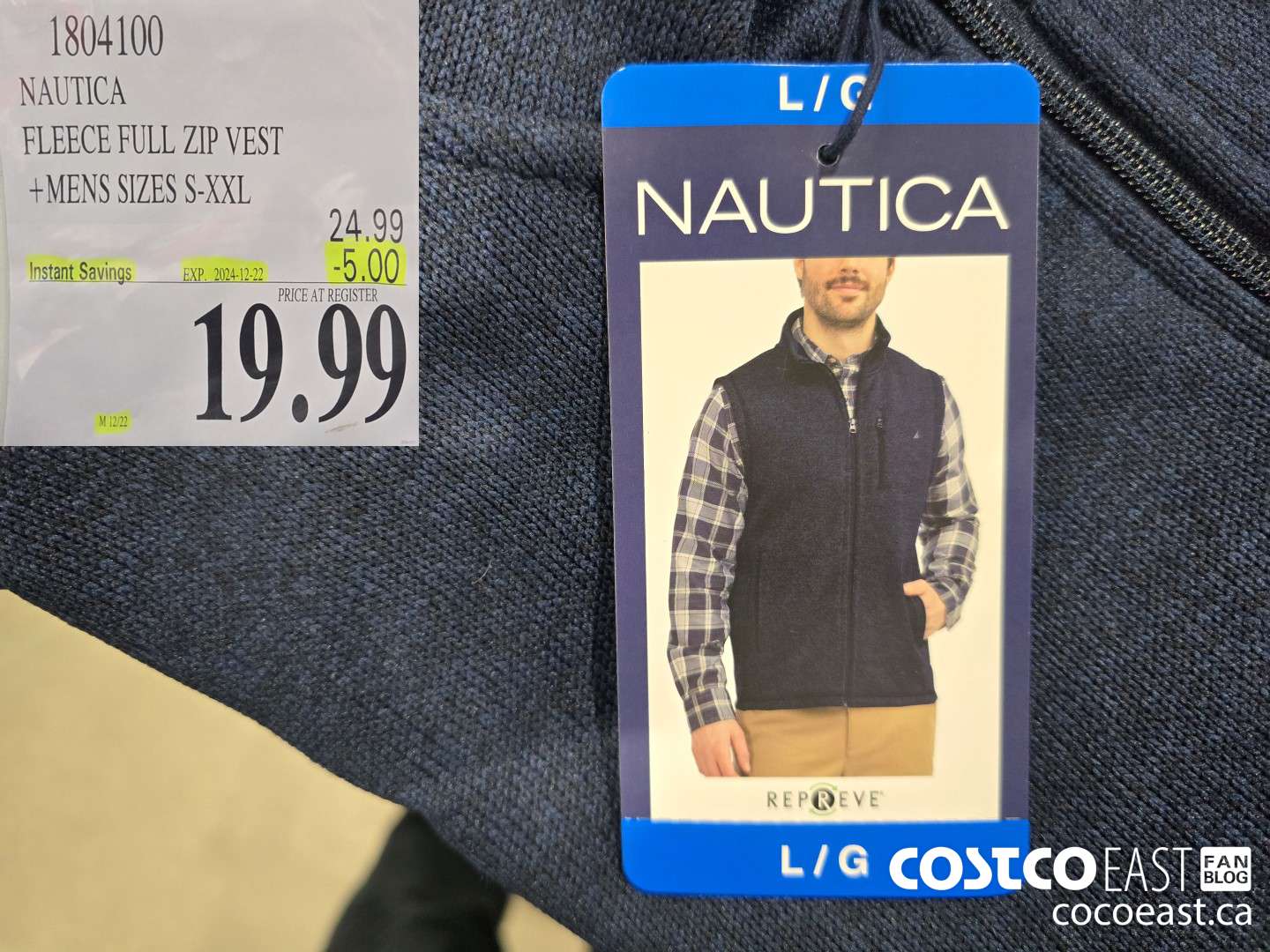 1304100 NAUTICA FLEECE FULL ZIP VEST + MENS SIZES S-XXL ($5.00 INSTANT SAVINGS EXPIRES ON 2024-12-22) $19.99