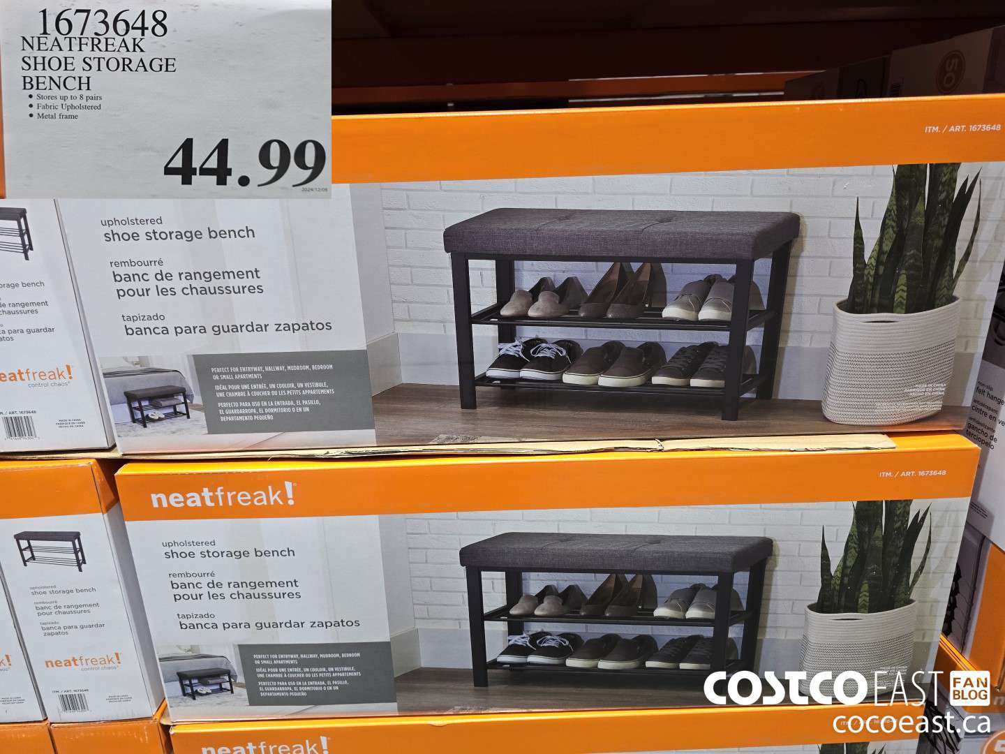 1673648 NEATFREAK SHOE STORAGE BENCH $44.99