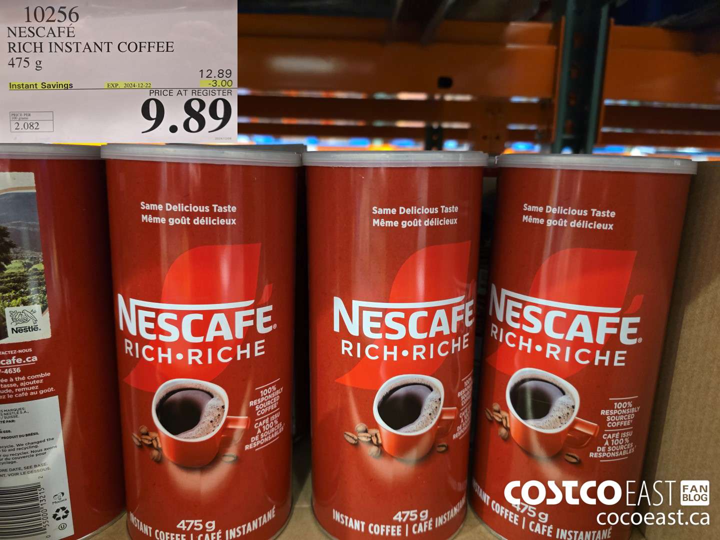 10256 NESCAFE RICH INSTANT COFFEE 475 G ($3.00 INSTANT SAVINGS EXPIRES ON 2024-12-22) $9.89