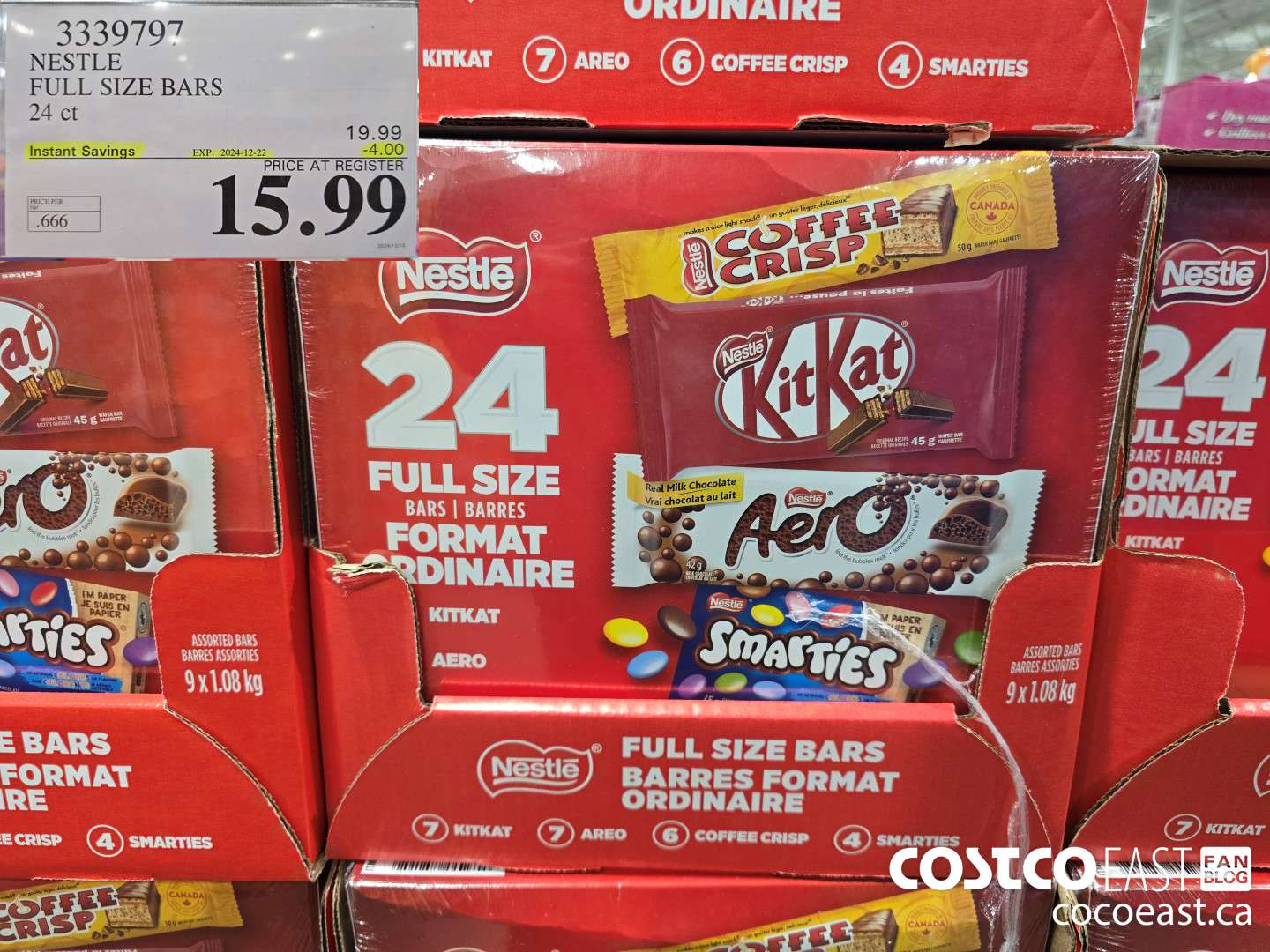 3339797 NESTLE FULL SIZE BARS 24 CT ($4.00 INSTANT SAVINGS EXPIRES ON 2024-12-22) $15.99