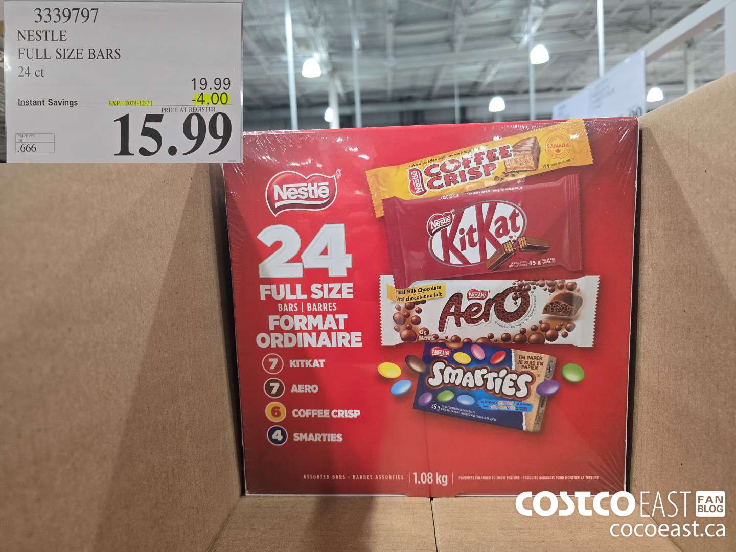 3339797 NESTLE FULL SIZE BARS 24 CT ($4.00 INSTANT SAVINGS EXPIRES ON 2024-12-31) $15.99
