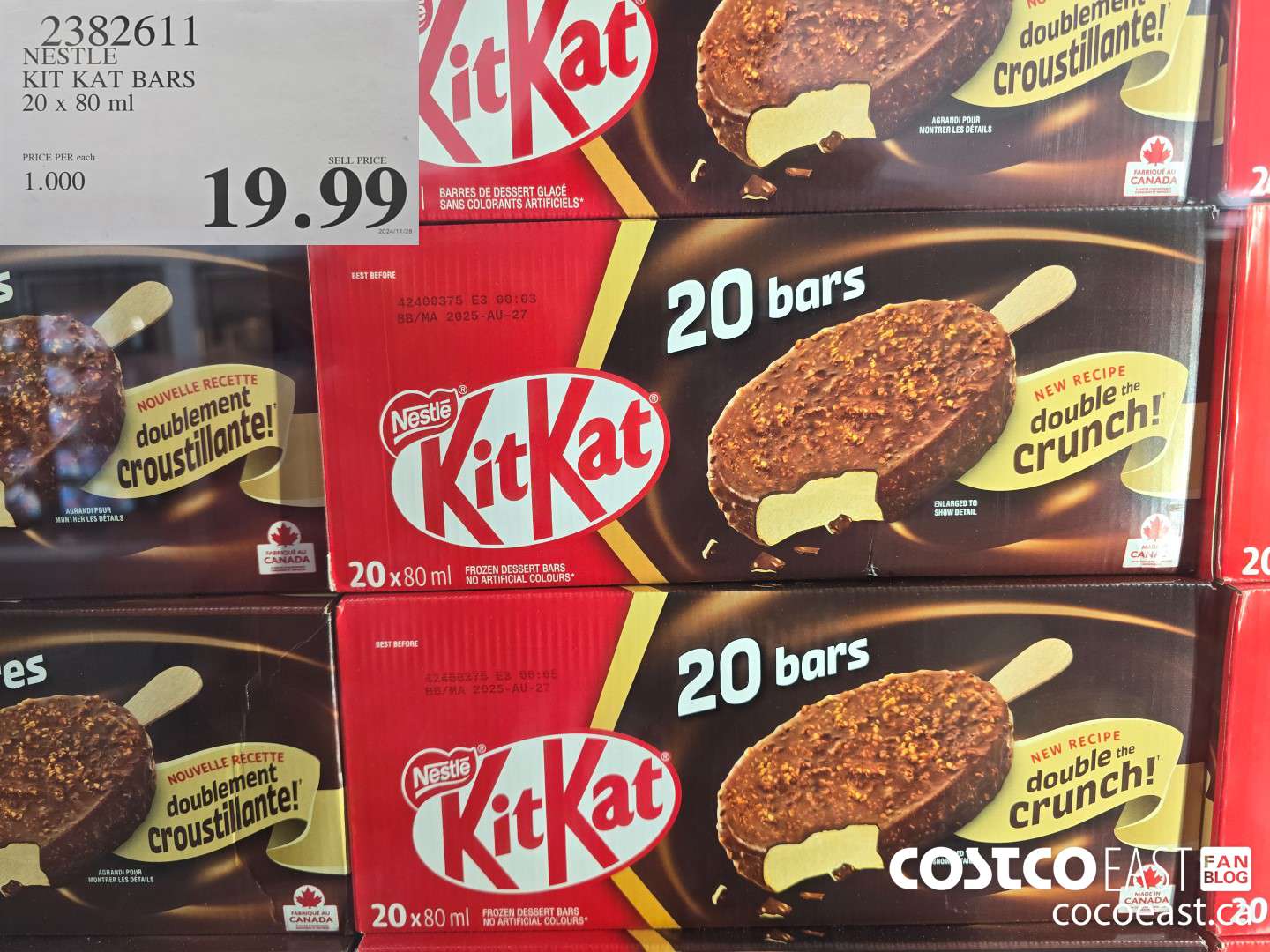 2382611 NESTLE KIT KAT BARS 20 x 80 ml $19.99
