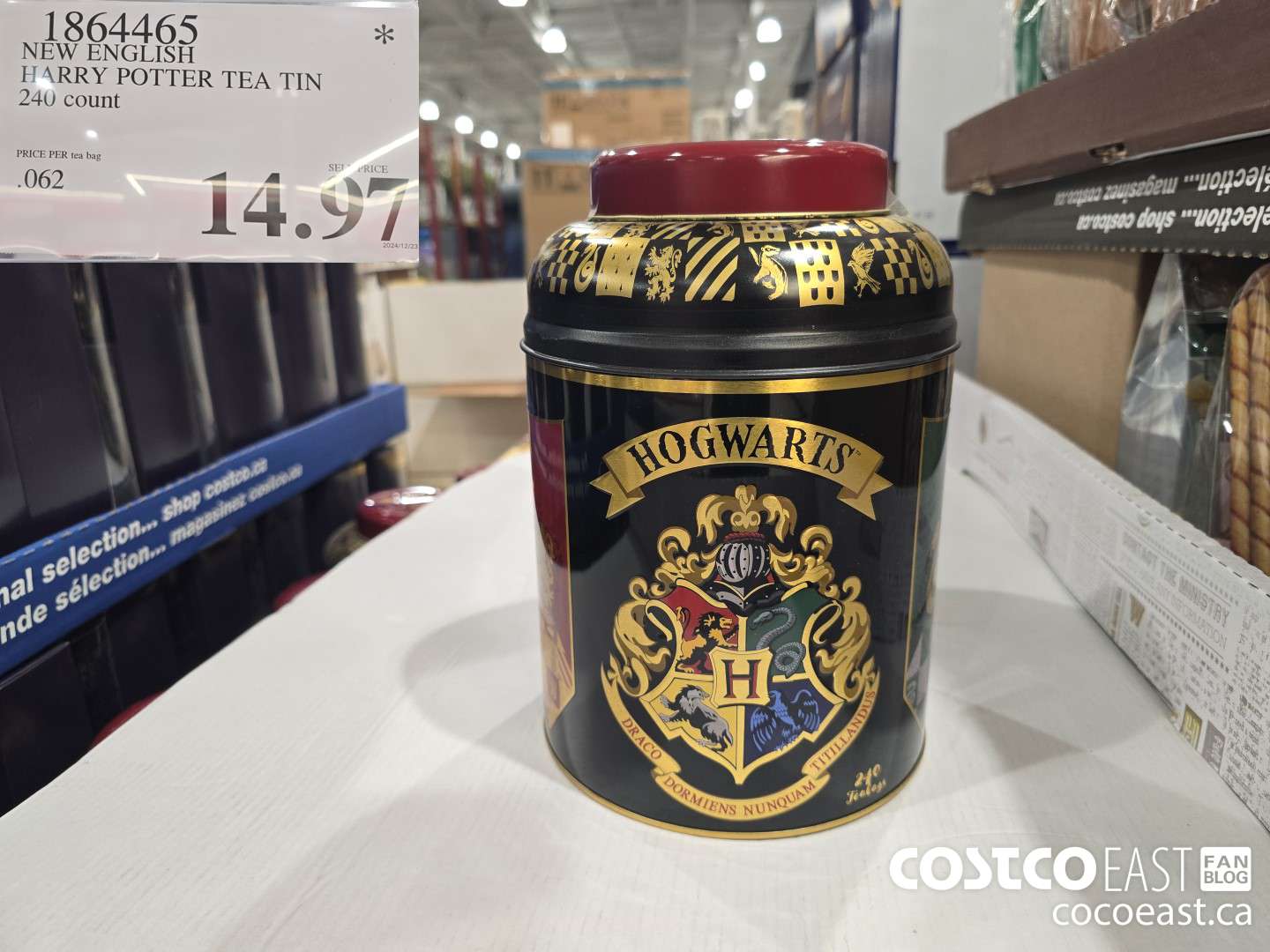 1864465 NEW ENGLISH HARRY POTTER TEA TIN 240 count $14.97