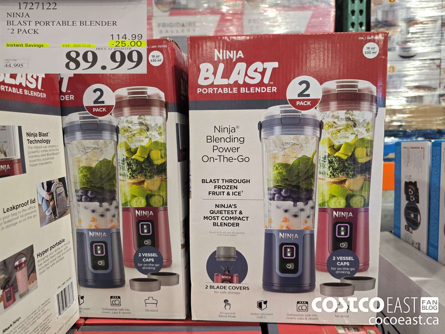 1727122 NINJA BLAST PORTABLE BLENDER 2 PACK ($25.00 INSTANT SAVINGS EXPIRES ON 2024-12-22) $89.99