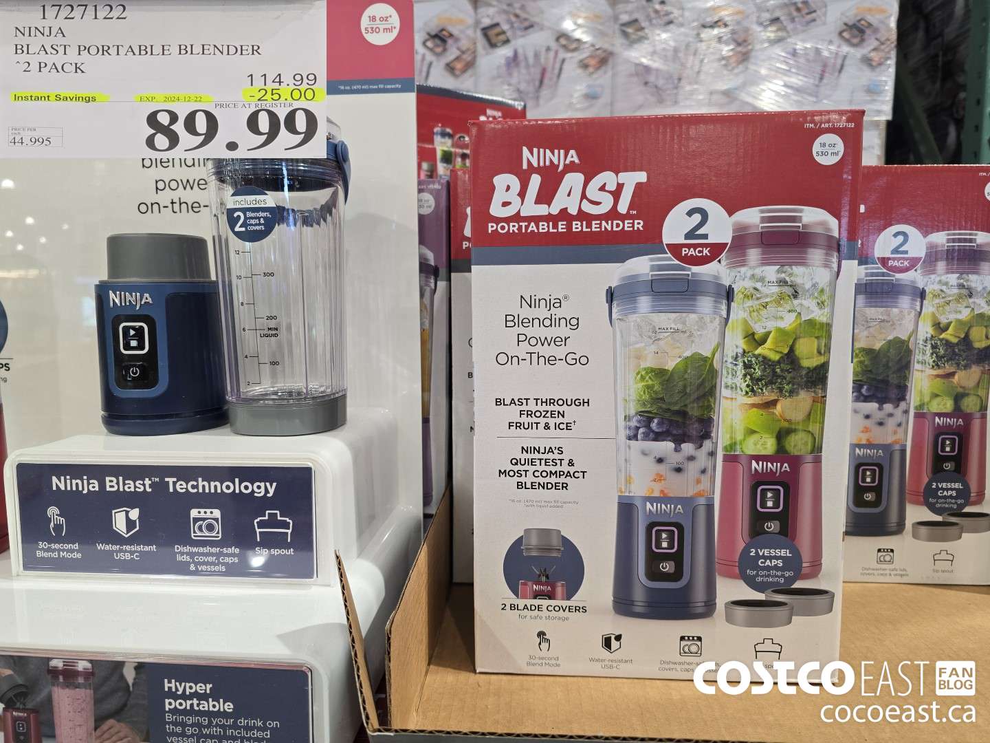 1727122 NINJA BLAST PORTABLE BLENDER 2 PACK ($25.00 INSTANT SAVINGS EXPIRES ON 2024-12-22) $89.99