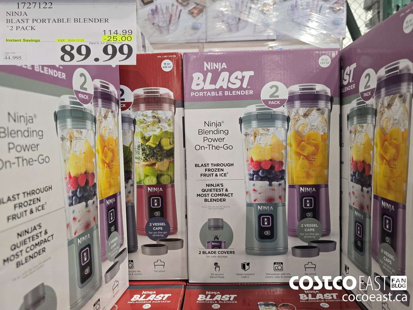 1727122 NINJA BLAST PORTABLE BLENDER 2 PACK ($25.00 INSTANT SAVINGS EXPIRES ON 2024-12-22) $89.99