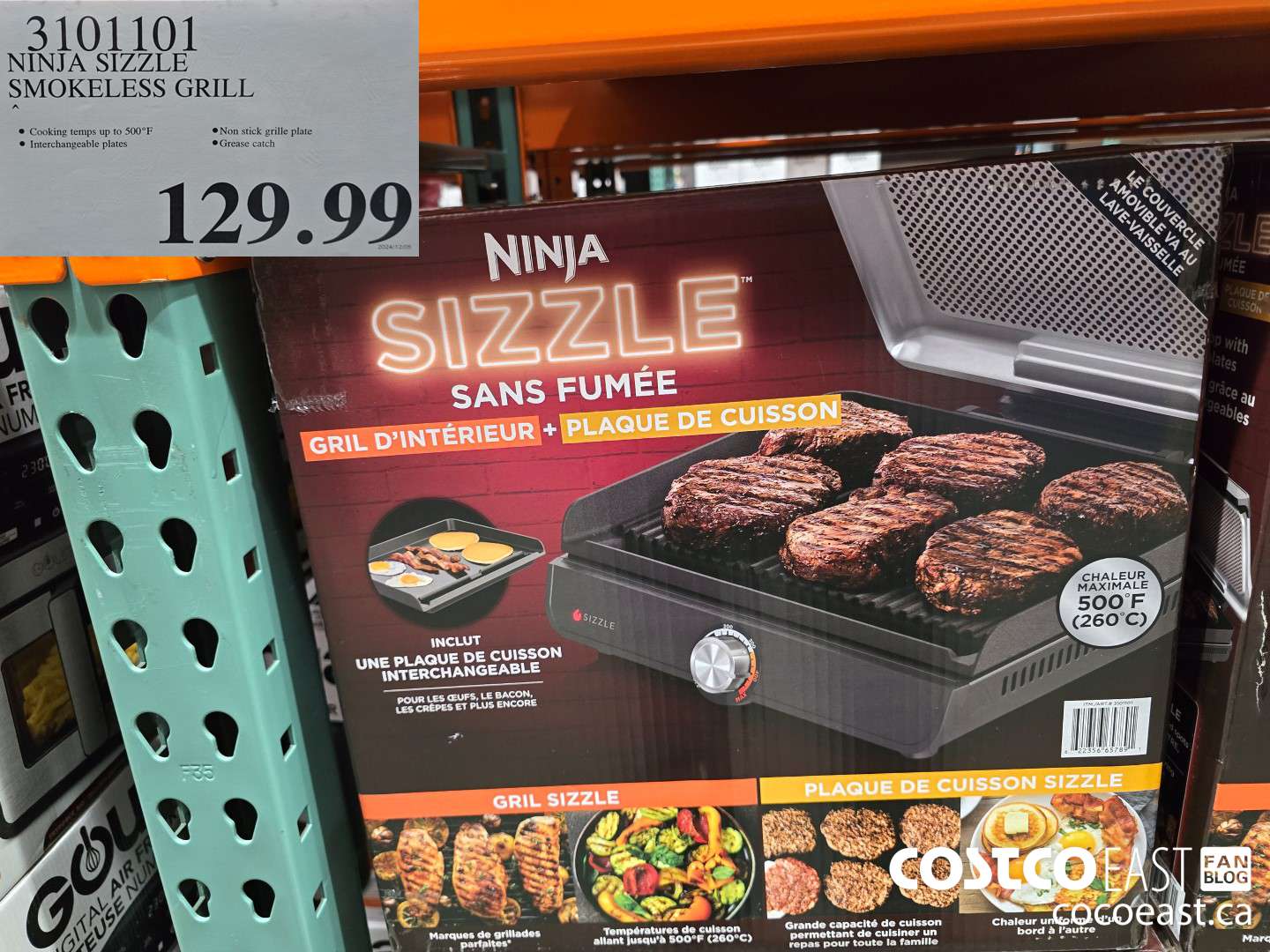 3101101 NINJA SIZZLE SMOKELESS GRILL $129.99