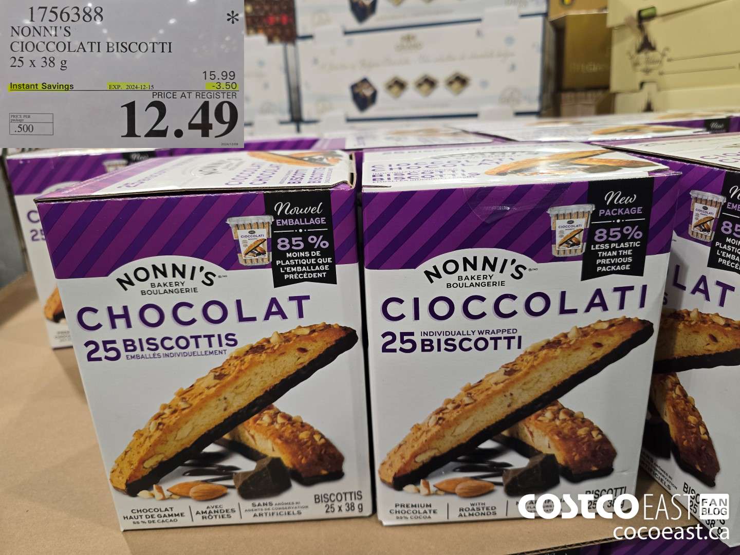 1756388 NONNI'S CIOCOLATI BISCOTTIS 25 X 38 G ($3.50 INSTANT SAVINGS EXPIRES ON 2024-12-15) $12.49