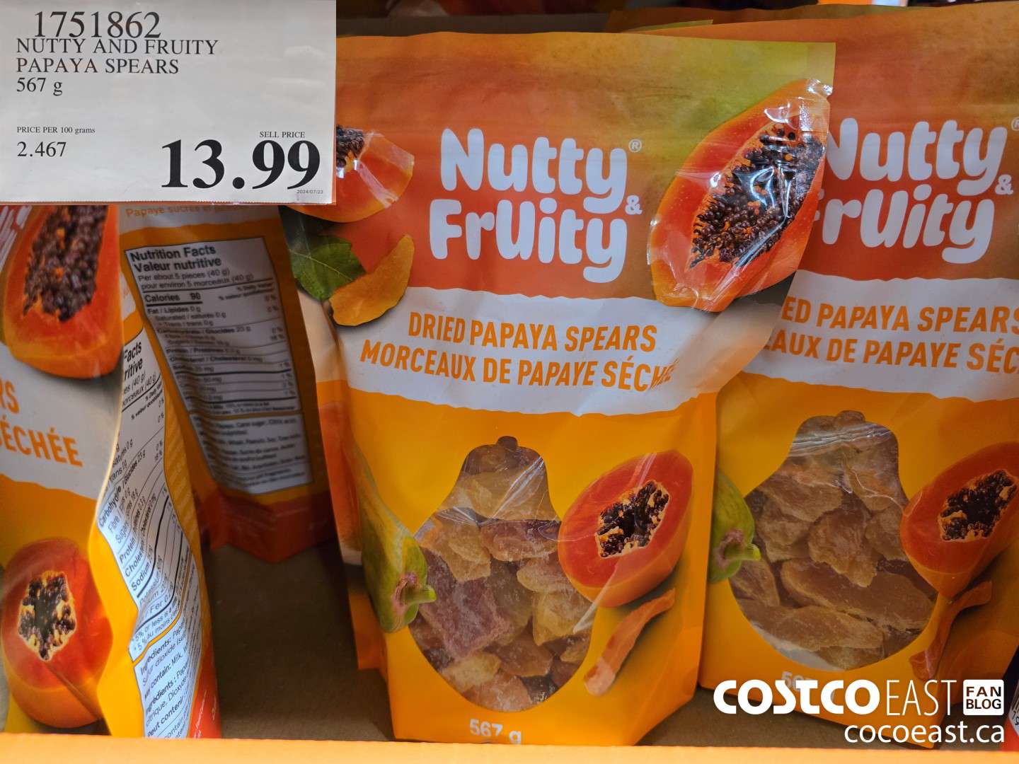 1751862 NUTTY AND FRUITY PAPAYA SPEARS 567 g $13.99