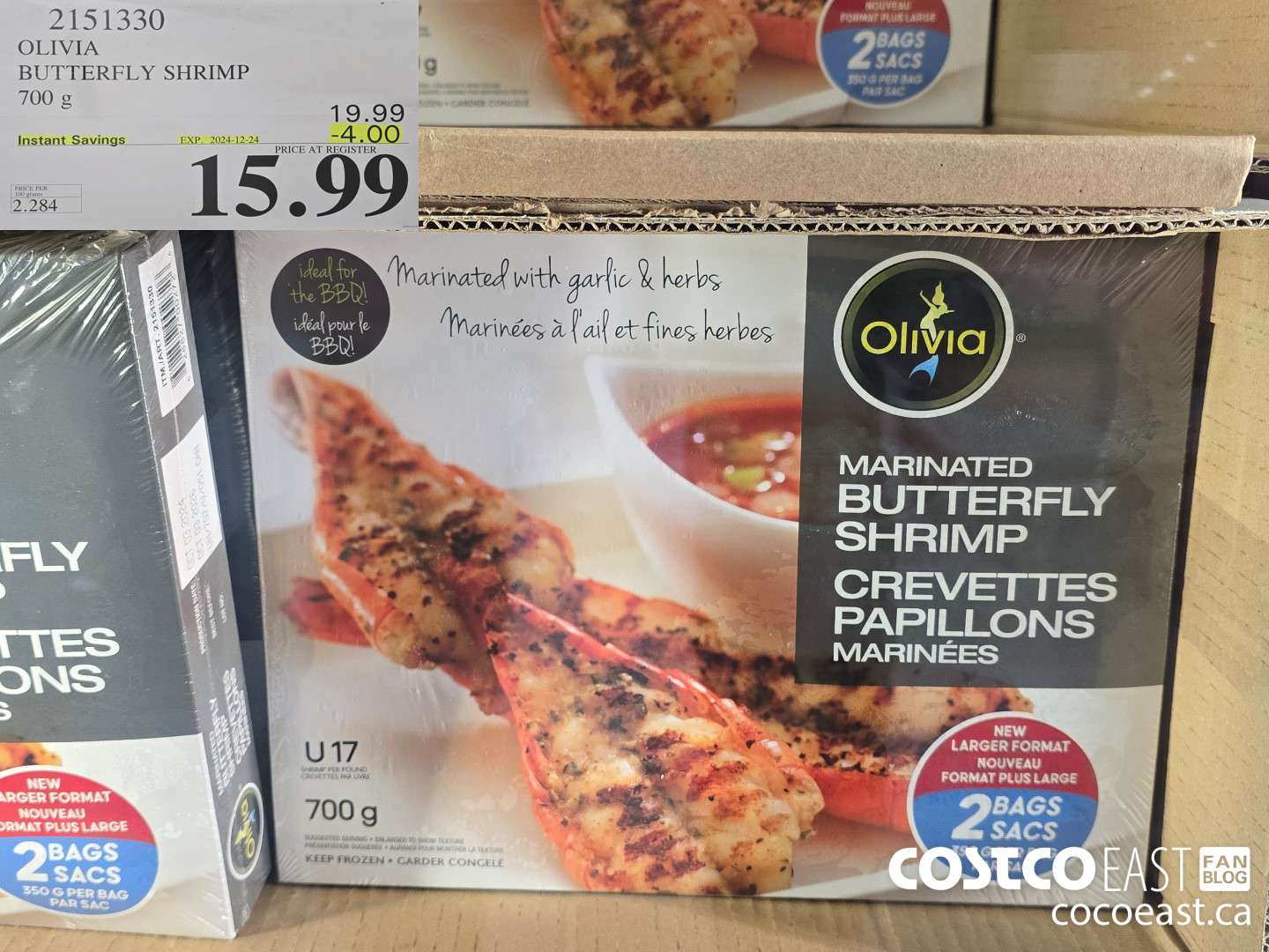 2151330 OLIVIA BUTTERFLY SHRIMP 700 G ($4.00 INSTANT SAVINGS EXPIRES ON 2024-12-24) $15.99