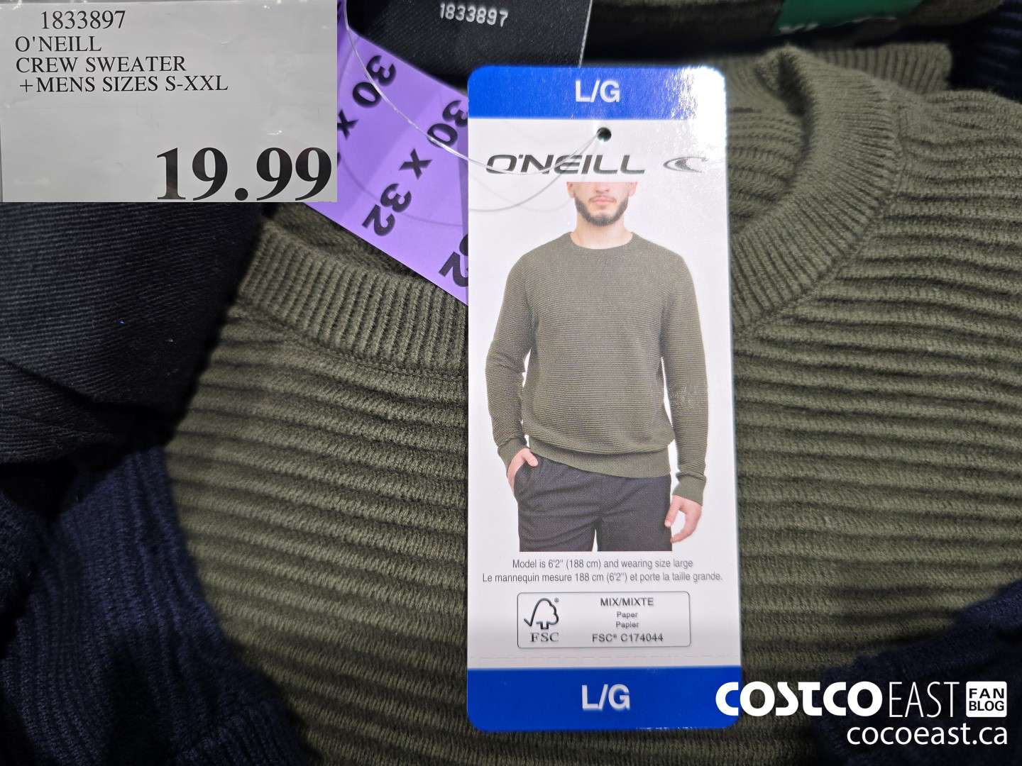 1833897 O'NEILL CREW SWEATER +MENS SIZES S-XXL $19.99