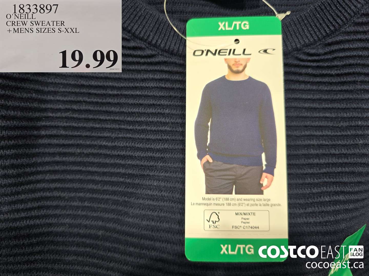 1833897 O'NEILL CREW SWEATER +MENS SIZES S-XXL $19.99