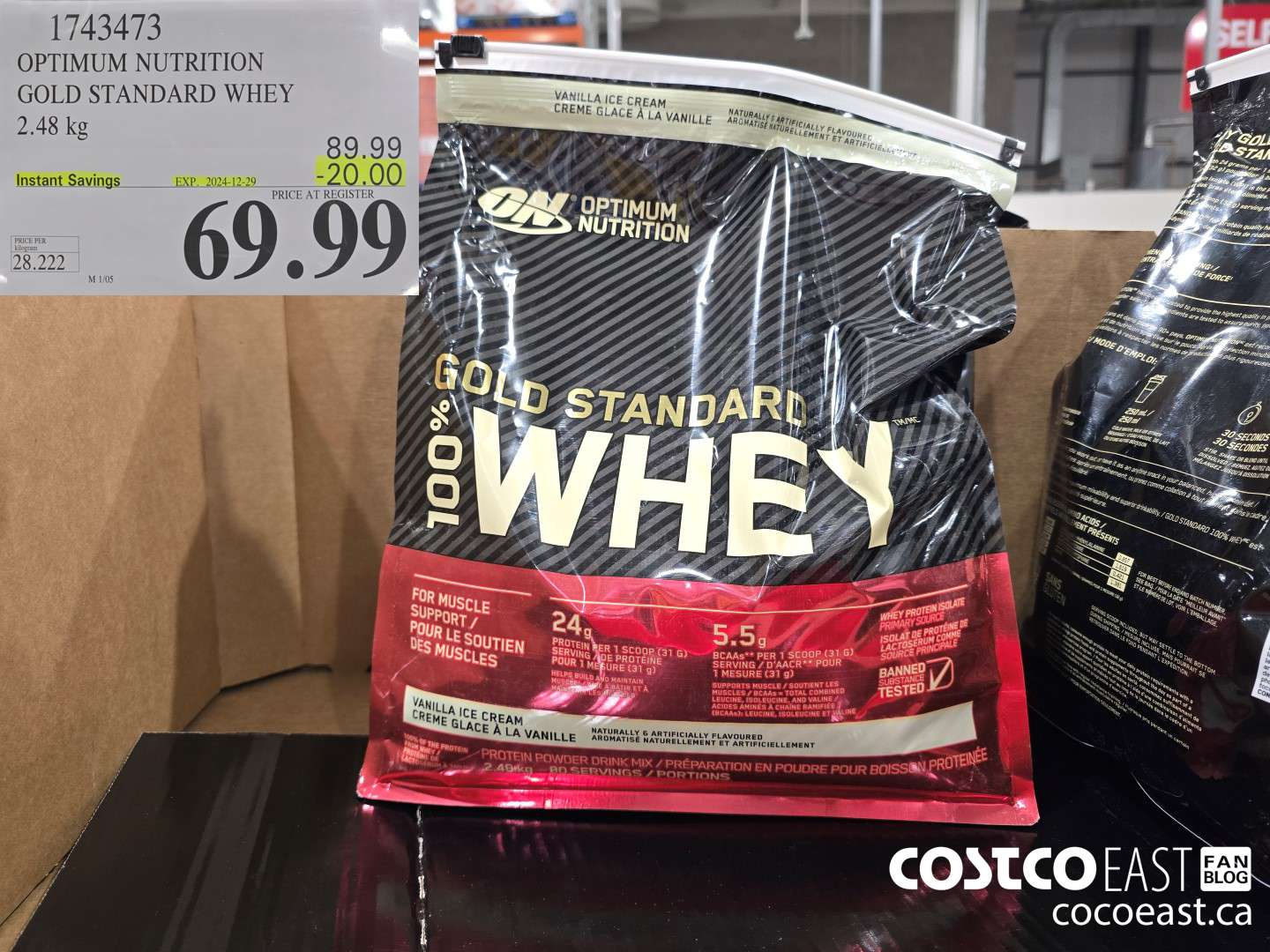 1743473 OPTIMUM NUTRITION GOLD STANDARD WHEY 2.56 KG ($20.00 INSTANT SAVINGS EXPIRES ON 2024-12-29) $69.99