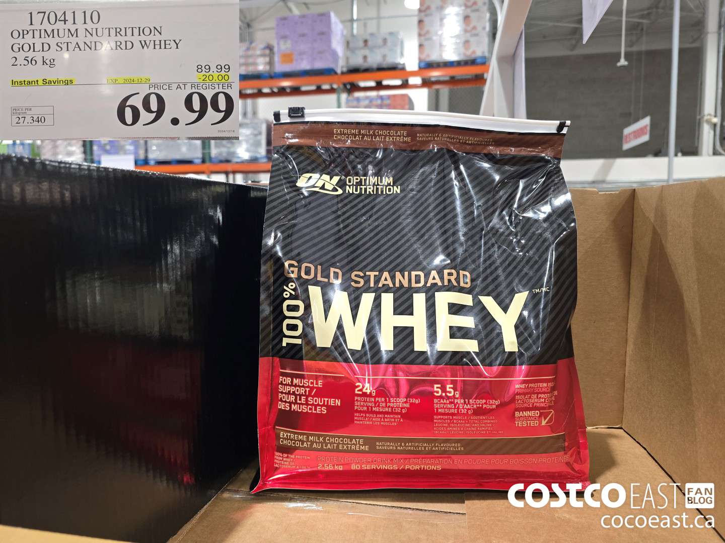 1704110 OPTIMUM NUTRITION GOLD STANDARD WHEY 2.56 KG ($20.00 INSTANT SAVINGS EXPIRES ON 2024-12-29) $69.99