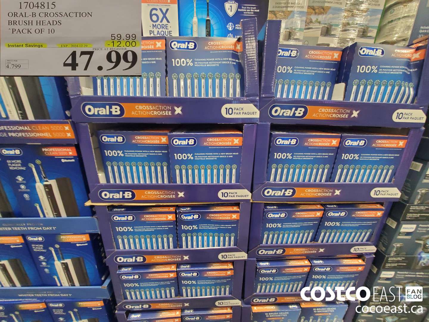 1704815 ORAL-B CROSSACTION BRUSH HEADS PACK OF 10 ($12.00 INSTANT SAVINGS EXPIRES ON 2024-12-29) $47.99