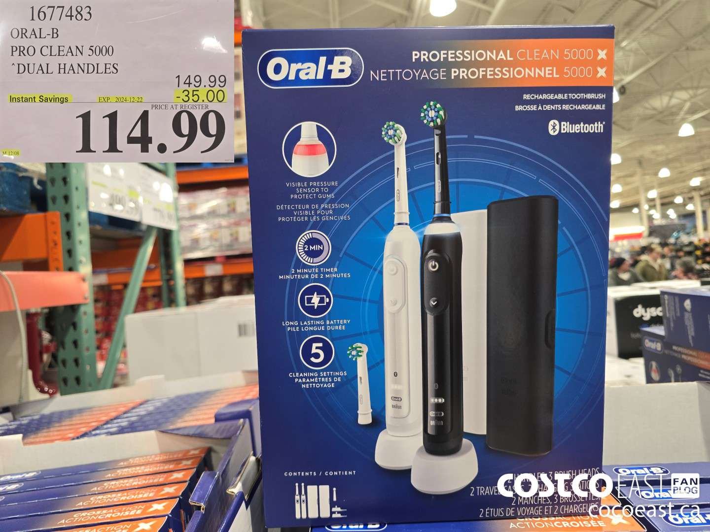 1677483 ORAL-B PRO CLEAN 5000 DUAL HANDLES ($35.00 INSTANT SAVINGS EXPIRES ON 2024-12-22) $114.99