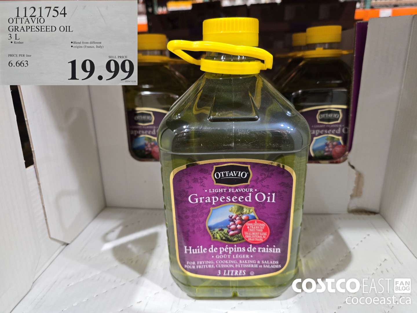 1121754 OTTAVIO GRAPESEED OIL 3L $19.99