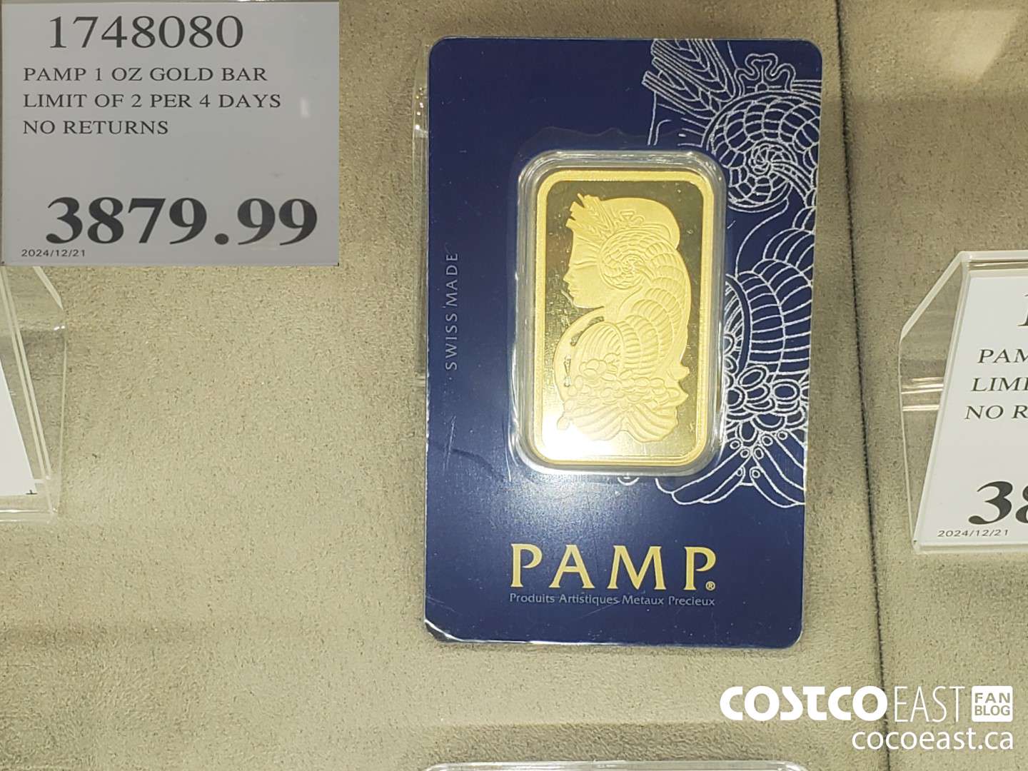 1748080 PAMP 1 OZ GOLD BAR LIMIT OF 2 PER 4 DAYS NO RETURNS  $3879.99