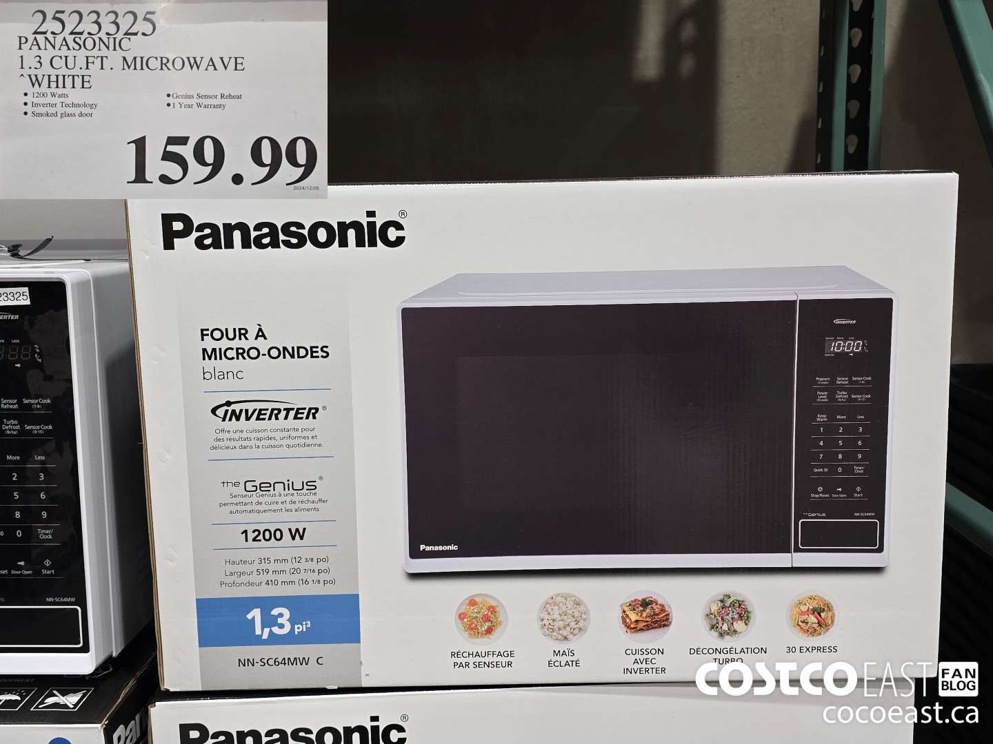 2523325 PANASONIC 1.3 CU.FT. MICROWAVE WHITE $159.99