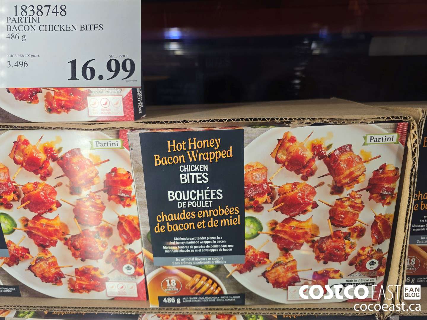 1838748 PARTINI BACON CHICKEN BITES 486 g $16.99
