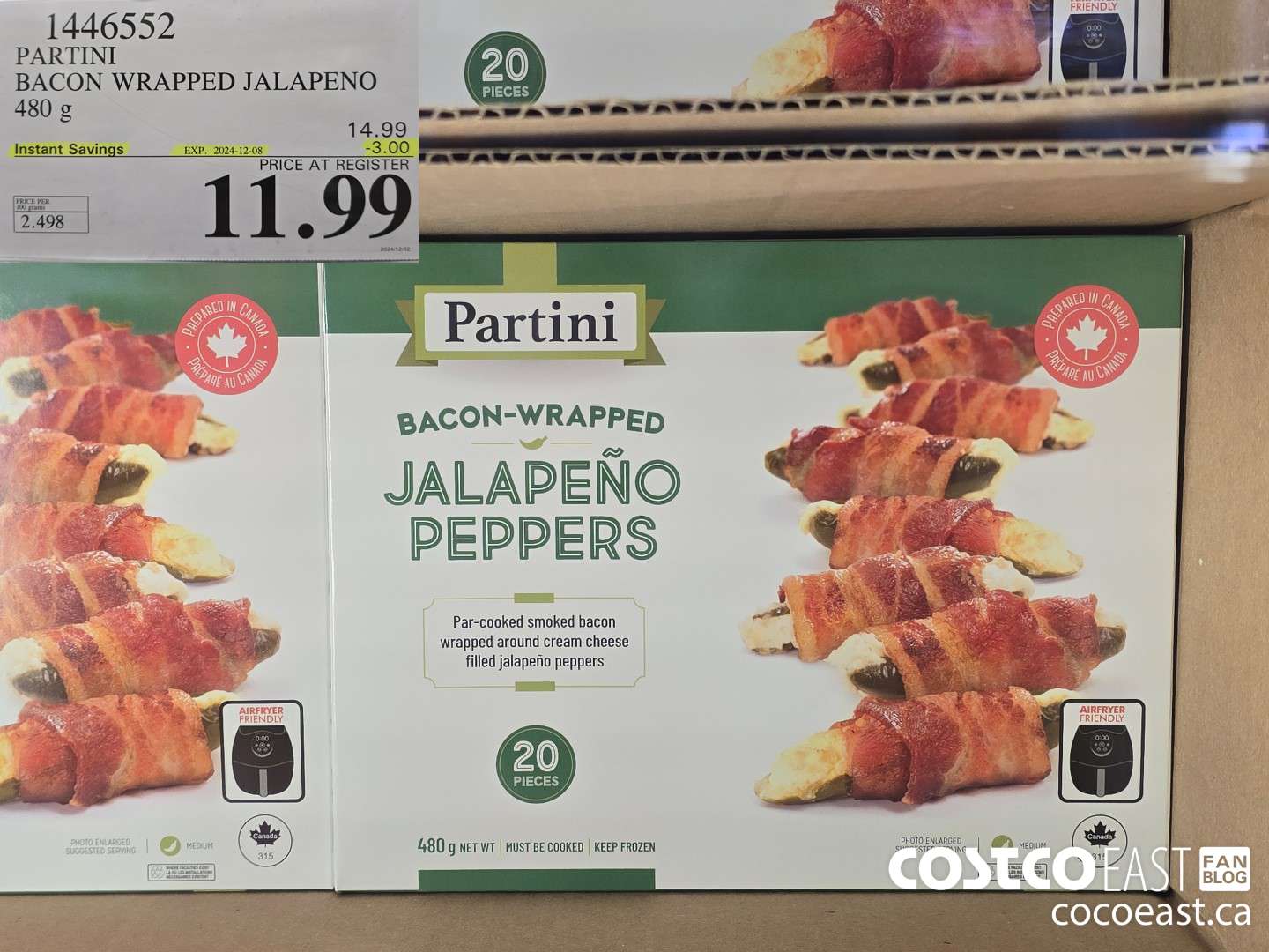 1446552 PARTINI BACON WRAPPED JALAPENO 480G 20234-12-08 ($3.00 INSTANT SAVINGS) $11.99