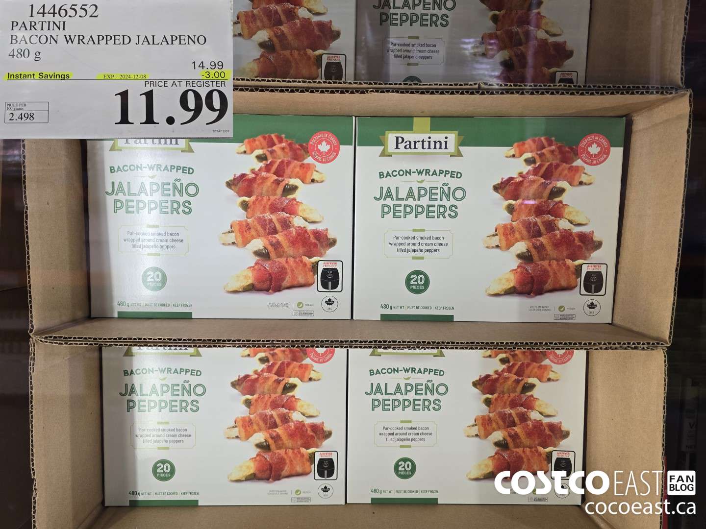 1446552 PARTINI BACON WRAPPED JALAPENO 480G 20234-12-08 ($3.00 INSTANT SAVINGS EXPIRES ON 2024-12-08) $11.99
