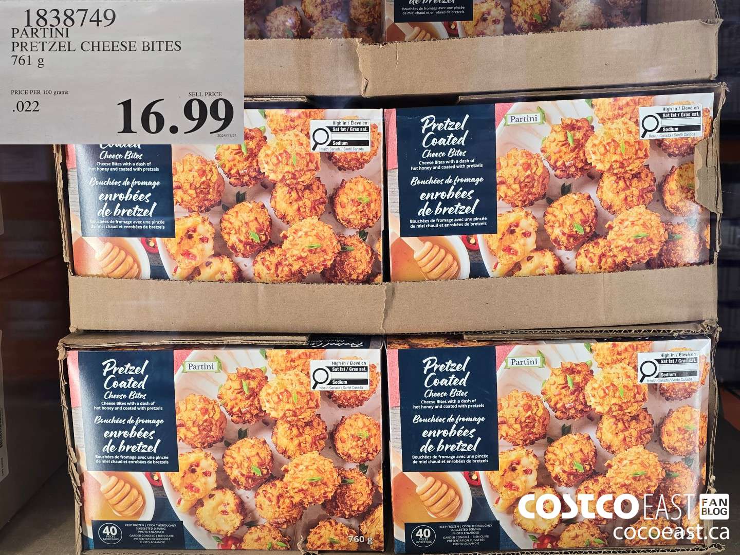 1838749 PARTINI PRETZEL CHEESE BITES 761 g $16.99
