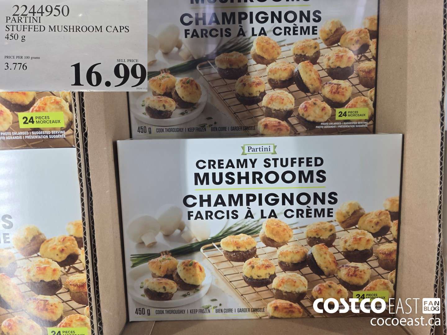 2244950 PARTINI STUFFED MUSHROOM CAPS 450 g $16.99