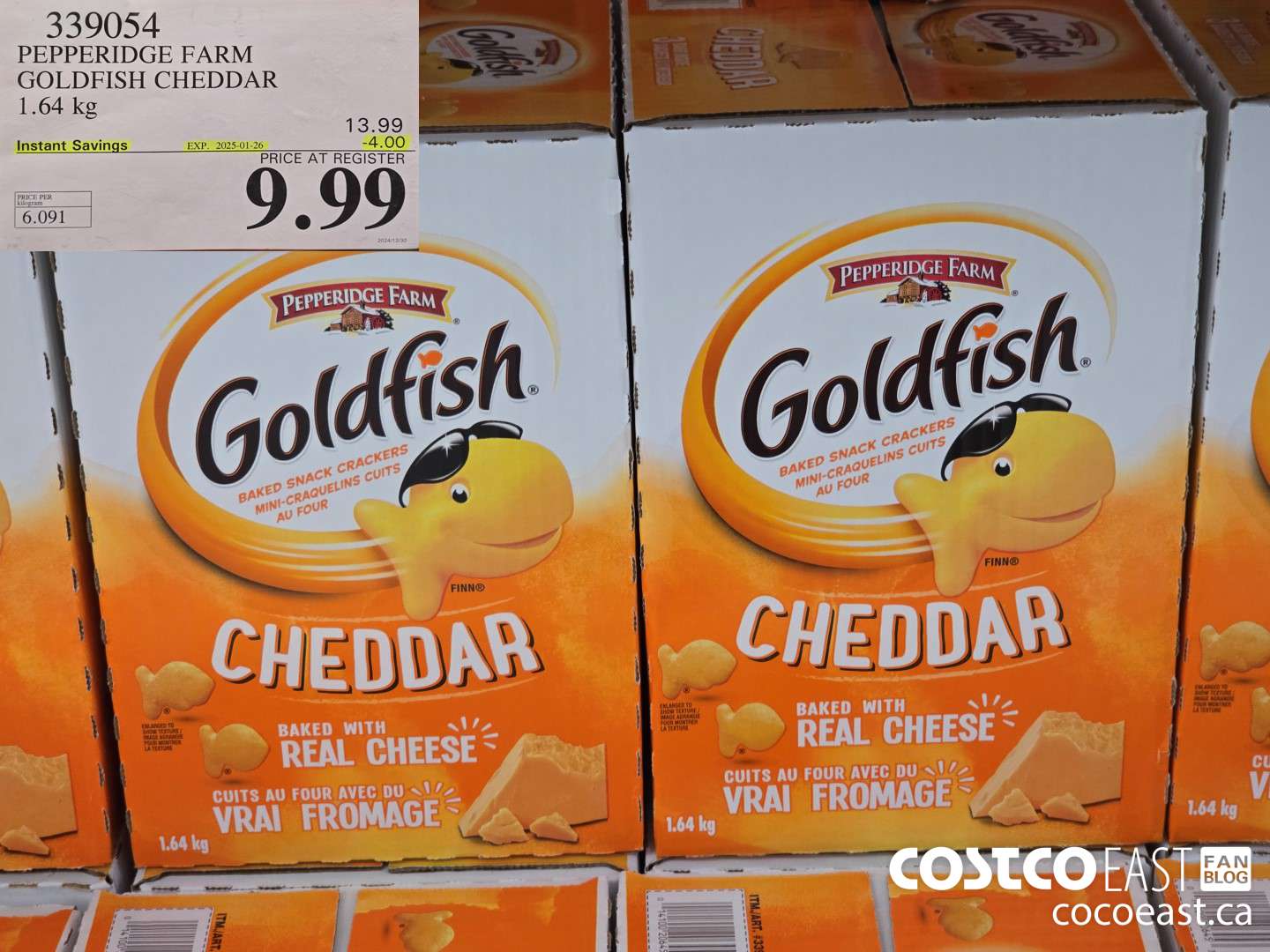 339054 PEPPERIDGE FARM GOLDFISH CHEDDAR 1.64 KG ($4.00 INSTANT SAVINGS EXPIRES ON 2025-01-26) $9.99