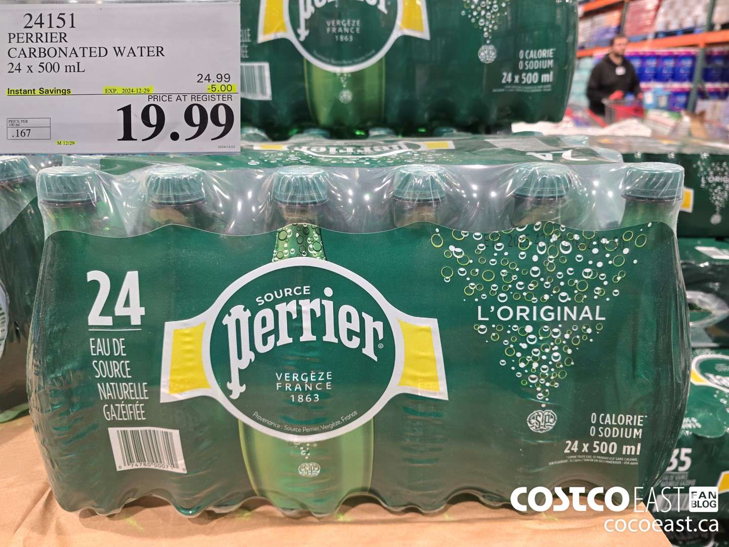 24151 PERRIER SPARKLING WATER 24 x 500 mL ($5.00 INSTANT SAVINGS EXPIRES ON 2024-12-29) $19.99