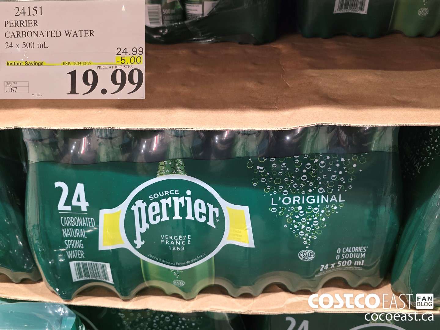 24151 PERRIER SPARKLING WATER 24 x 500 mL ($5.00 INSTANT SAVINGS EXPIRES ON 2024-12-29) $19.99