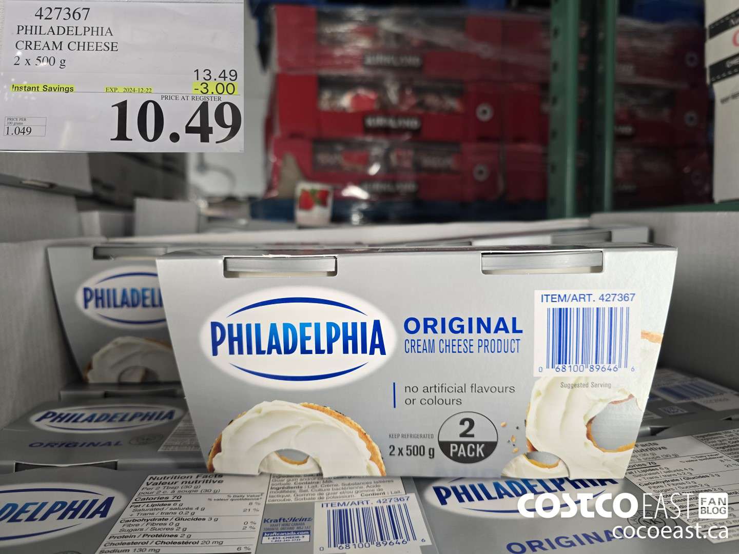 427367 PHILADELPHIA CREAM CHEESE 2 x 500 g ($3.00 INSTANT SAVINGS EXPIRES ON 2024-12-22) $10.49