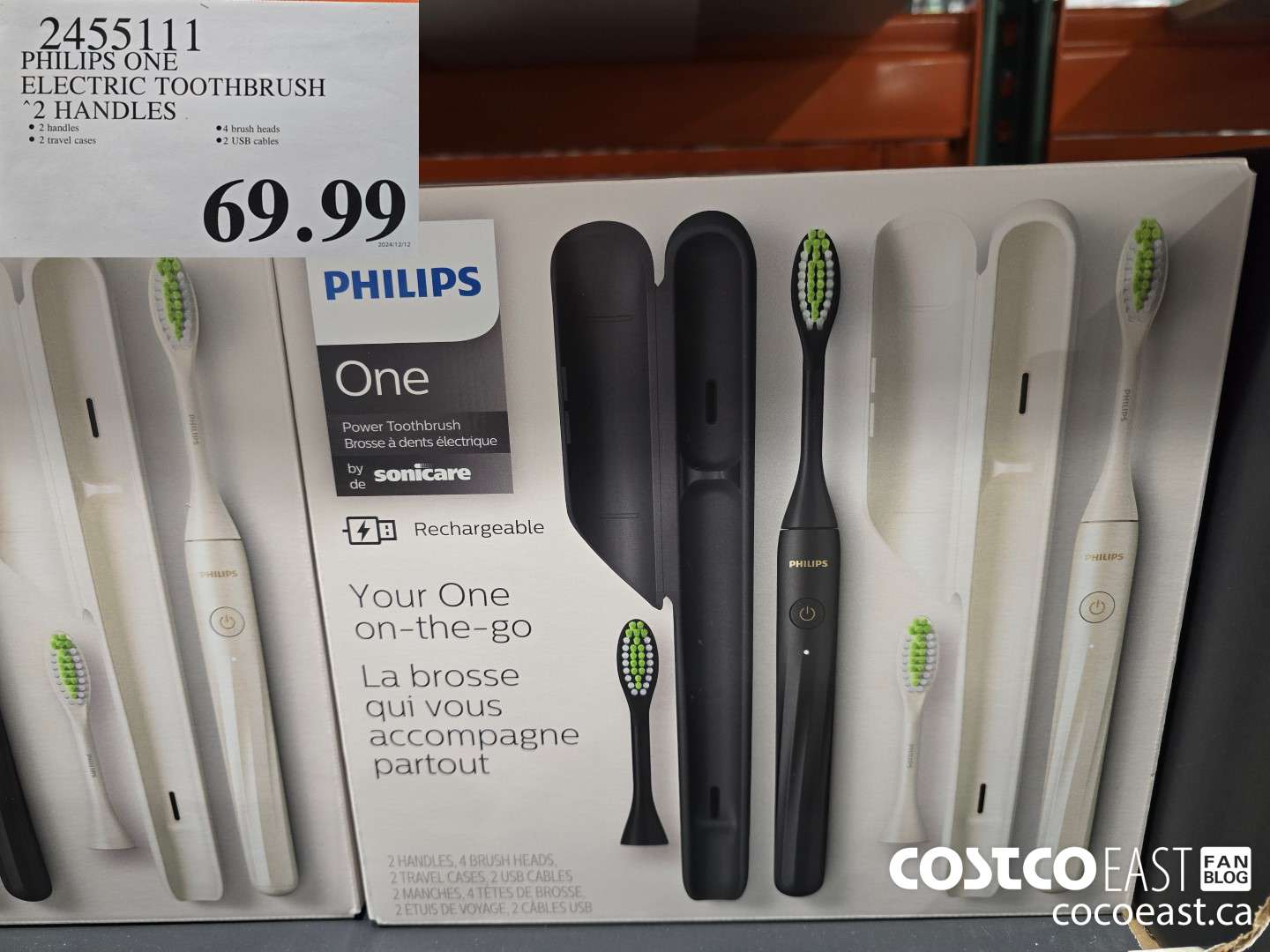 2455111 PHILIPS ONE ELECTRIC TOOTHBRUSH 2 HANDLES $69.99