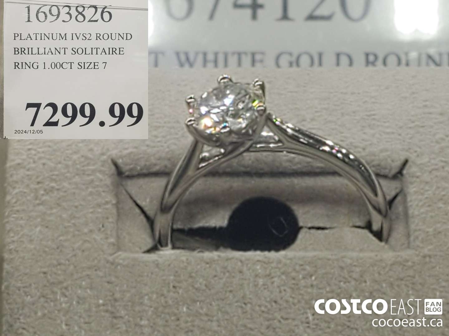 1693826 PLATINUM IVS2 ROUND BRILLIANT SOLITAIRE RING 1.00CT SIZE 7  $7299.99