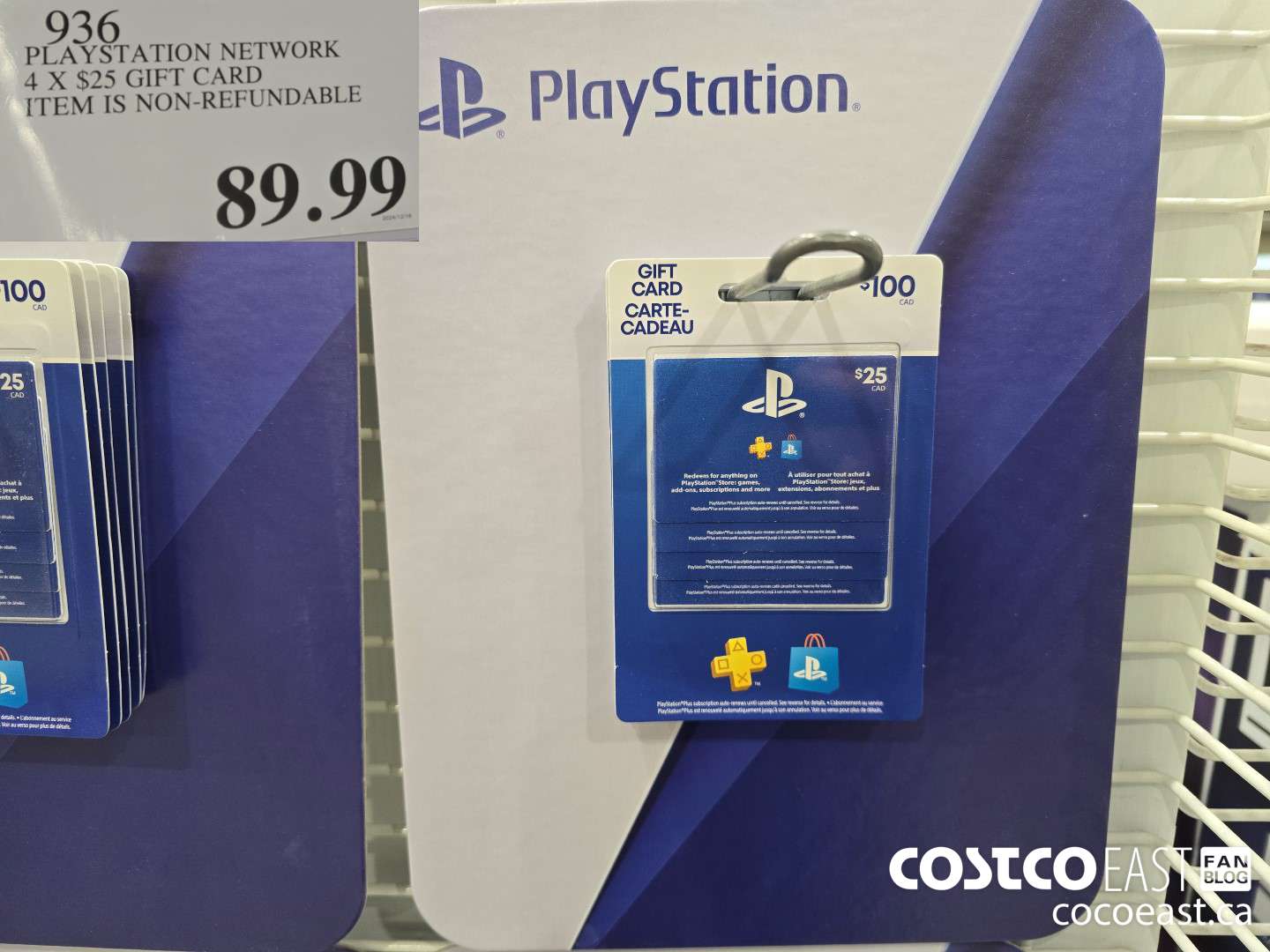 936 PLAYSTATION NETWORK 4 X $25 GIFT CARD ITEM IS NON-REFUNDABLE $89.99