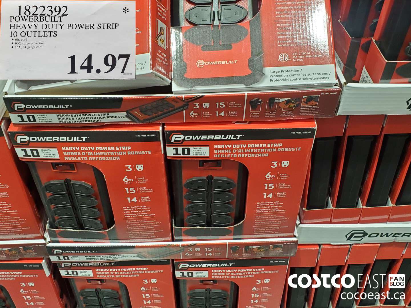 1822392 POWERBUILT HEAVY DUTY POWER STRIP 10 OUTLETS $14.97