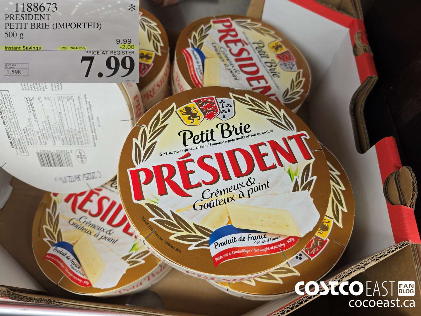 1188673 PRESIDENT PETIT BRIE (IMPORTED) 500 g 2024-102-08 ($2.00 INSTANT SAVINGS) $7.99