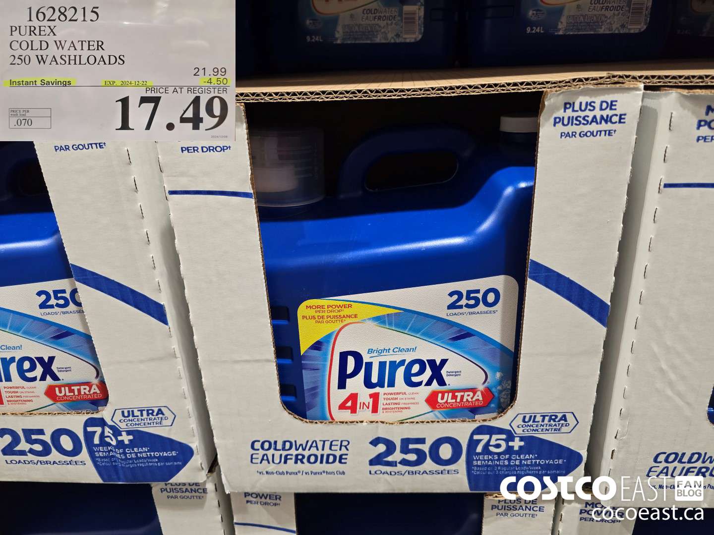 1628215 PUREX COLD WATER 250 washloads ($4.50 INSTANT SAVINGS EXPIRES ON 2024-12-22) $17.49